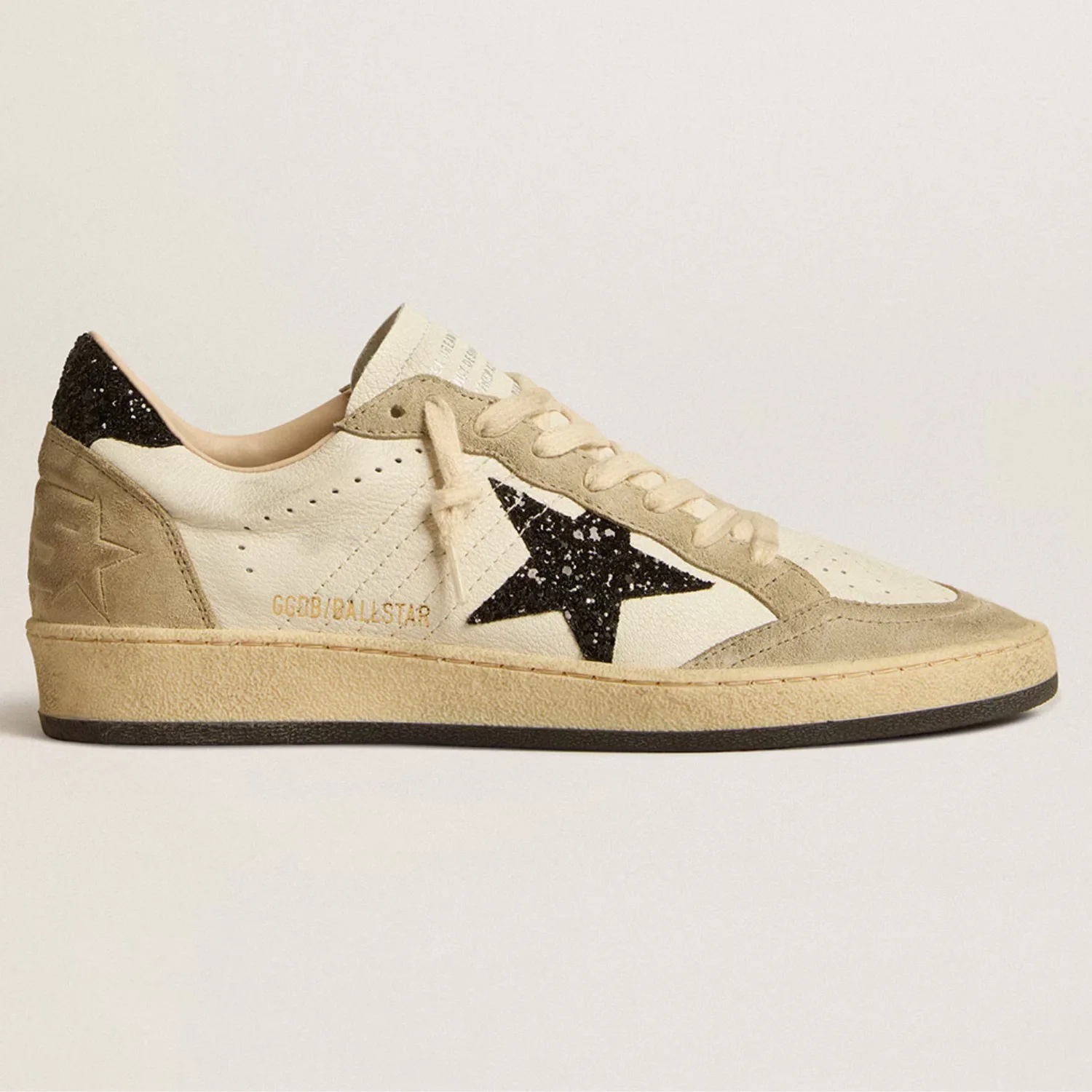 Ball Star nappa and suede sneakers with black glitter star